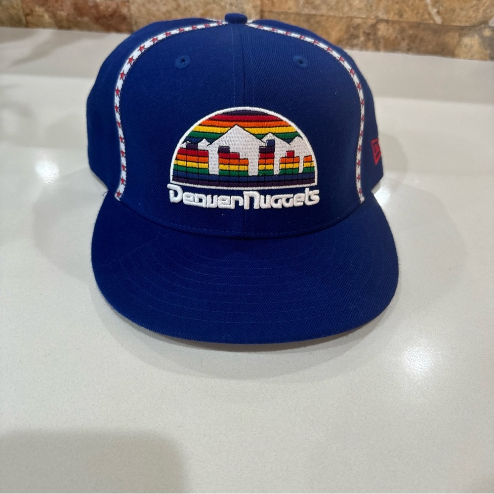 Denver Nuggets Hat Fitted 7 3/8 Blue Hardwood Classics Cap NBA Basketball